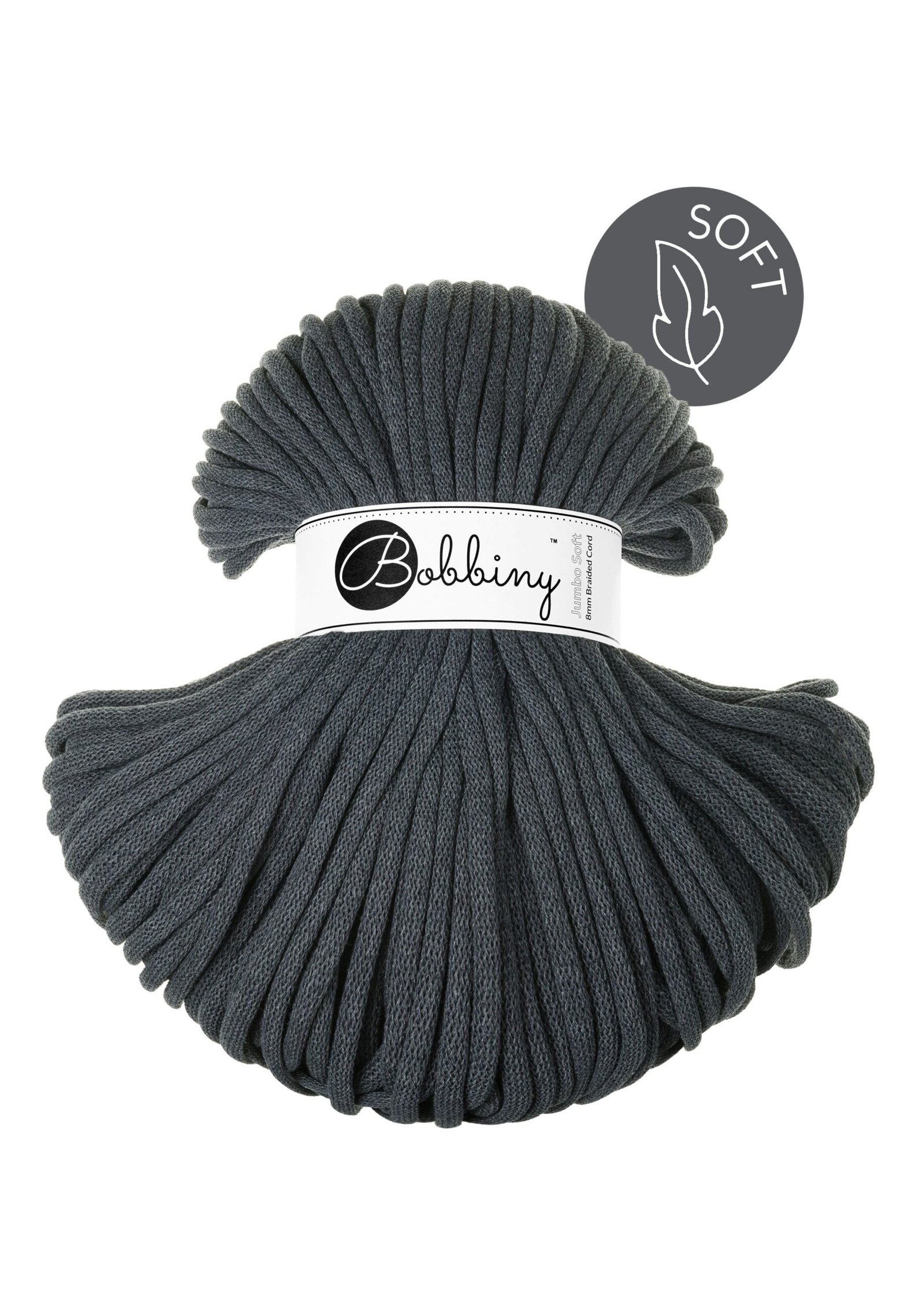 bobbiny-jumbo-soft-8mm-charcoal Шнур Bobbiny Jumbo Soft 8 мм Charcoal, 100 м - Зображення 1