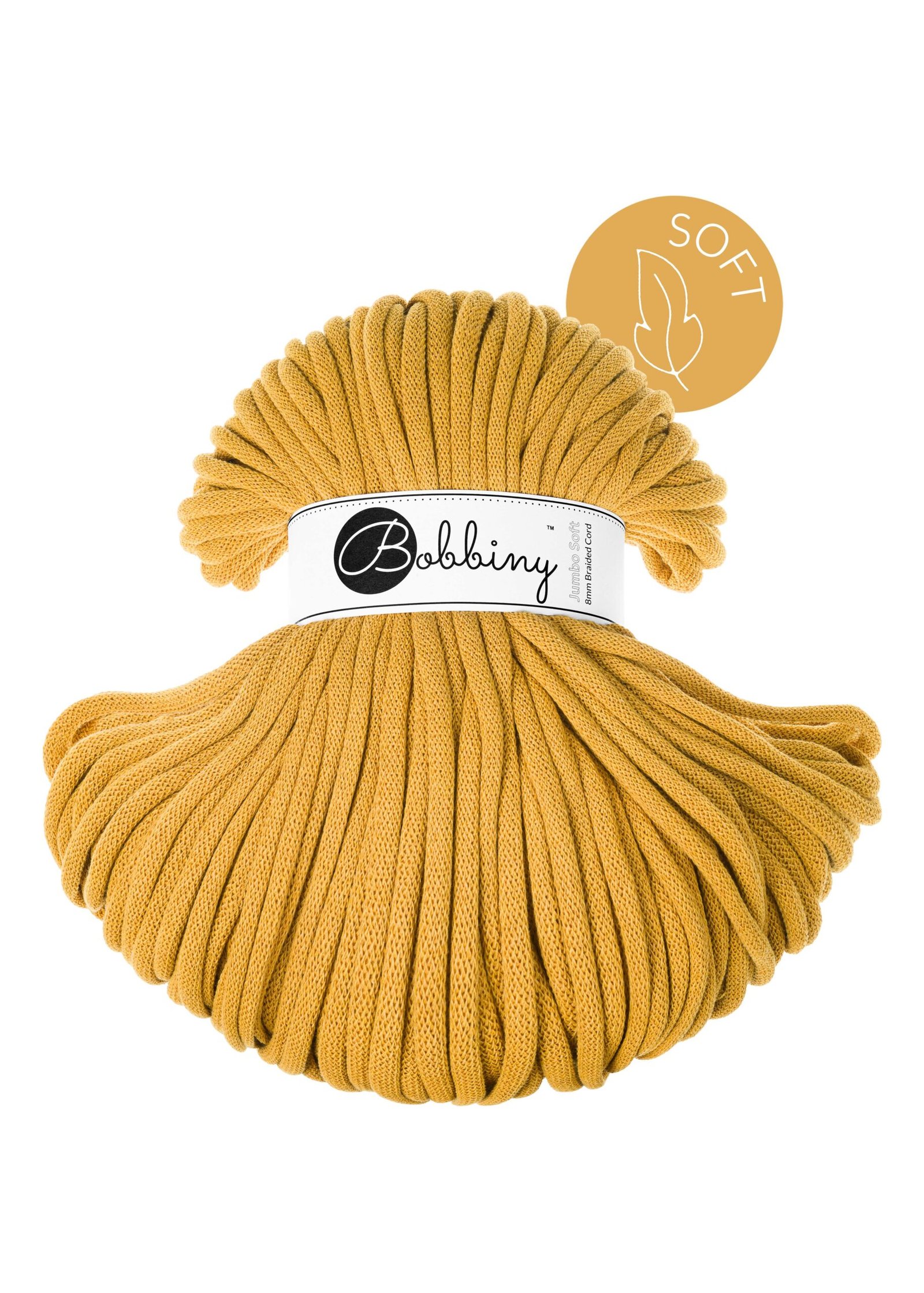 bobbiny-jumbo-soft-8mm-mustard Шнур Bobbiny Jumbo Soft 8 мм Mustard, 100 м - Зображення 1