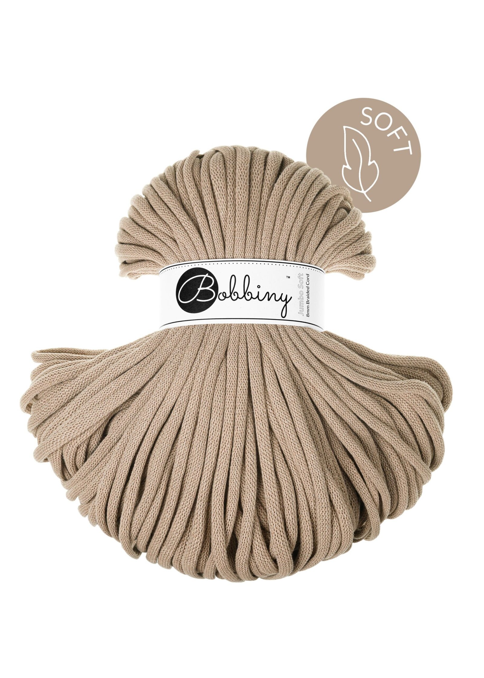 bobbiny-jumbo-soft-8mm-sand Шнур Bobbiny Jumbo Soft 8 мм Sand, 100 м - Зображення 1